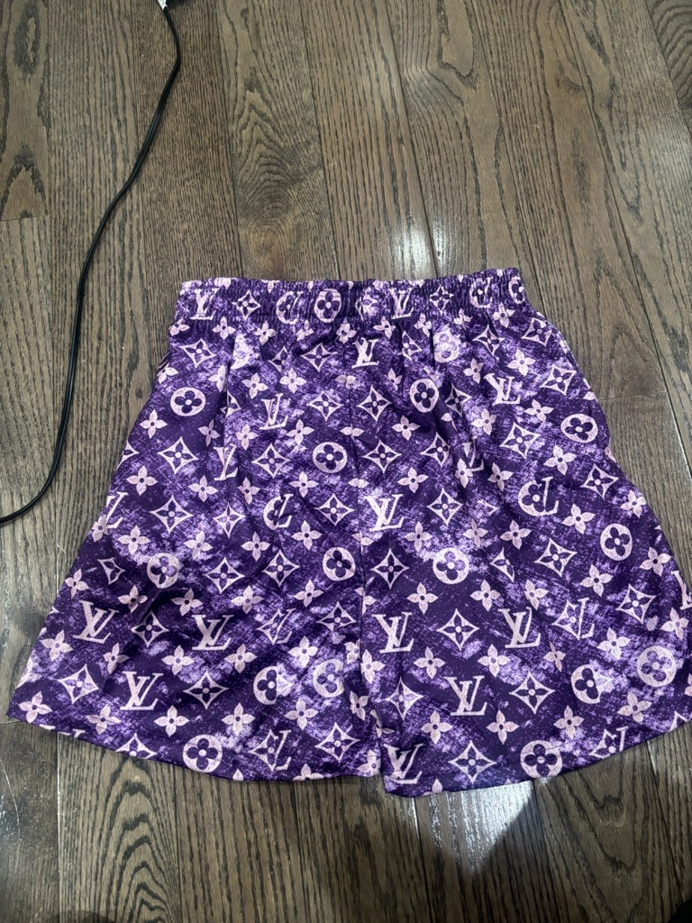 Purple Monogram Logo Shorts